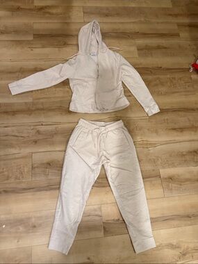 Women's Cream Hooded Zip Jacket and Jogger Set